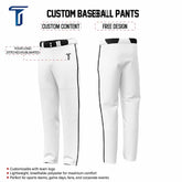 Custom White Black Side-Stripe Stretch Practice Loose-fit Baseball Pants